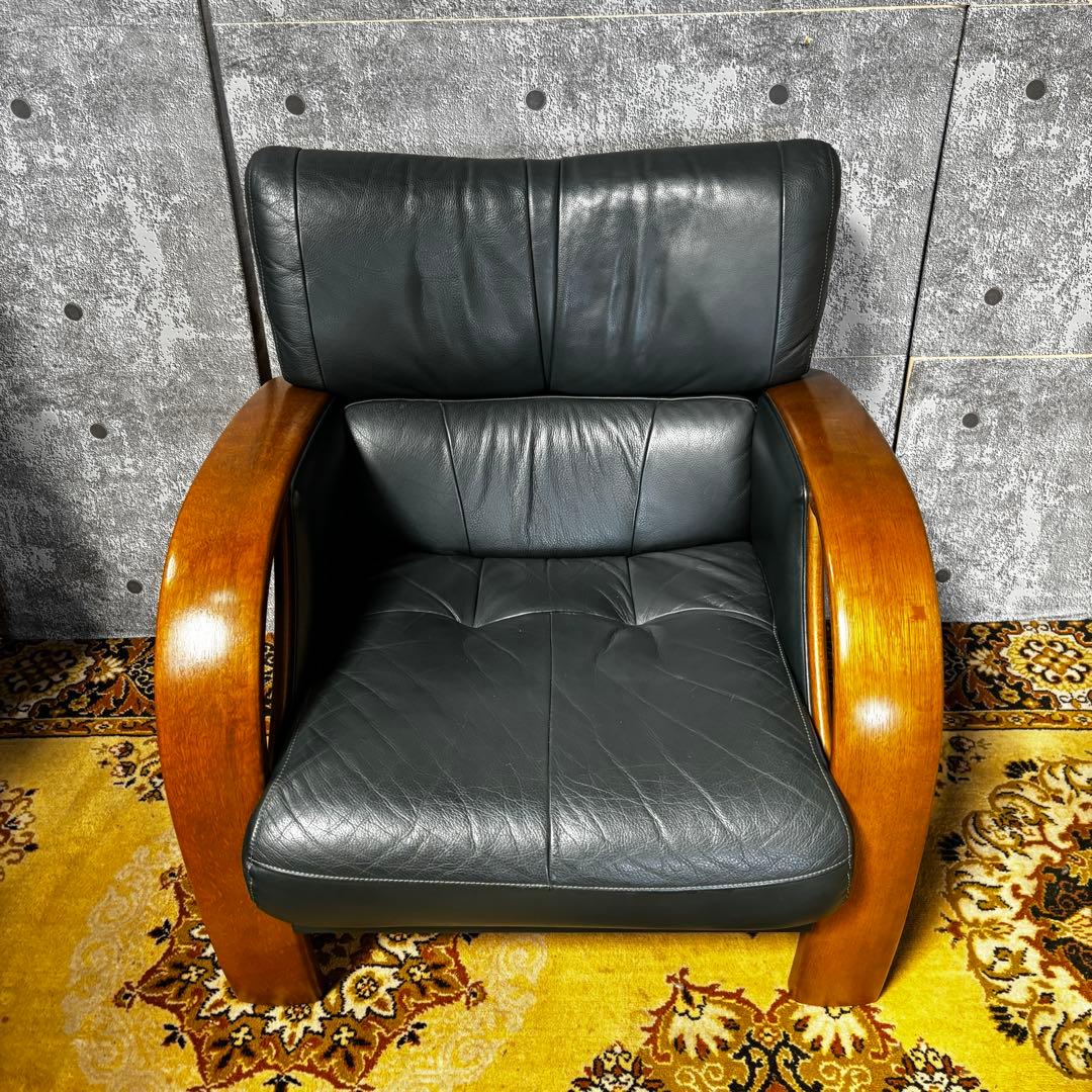 ꧁カリモク家具 karimoku꧂1人掛けアームソファ レザー 革 チェア