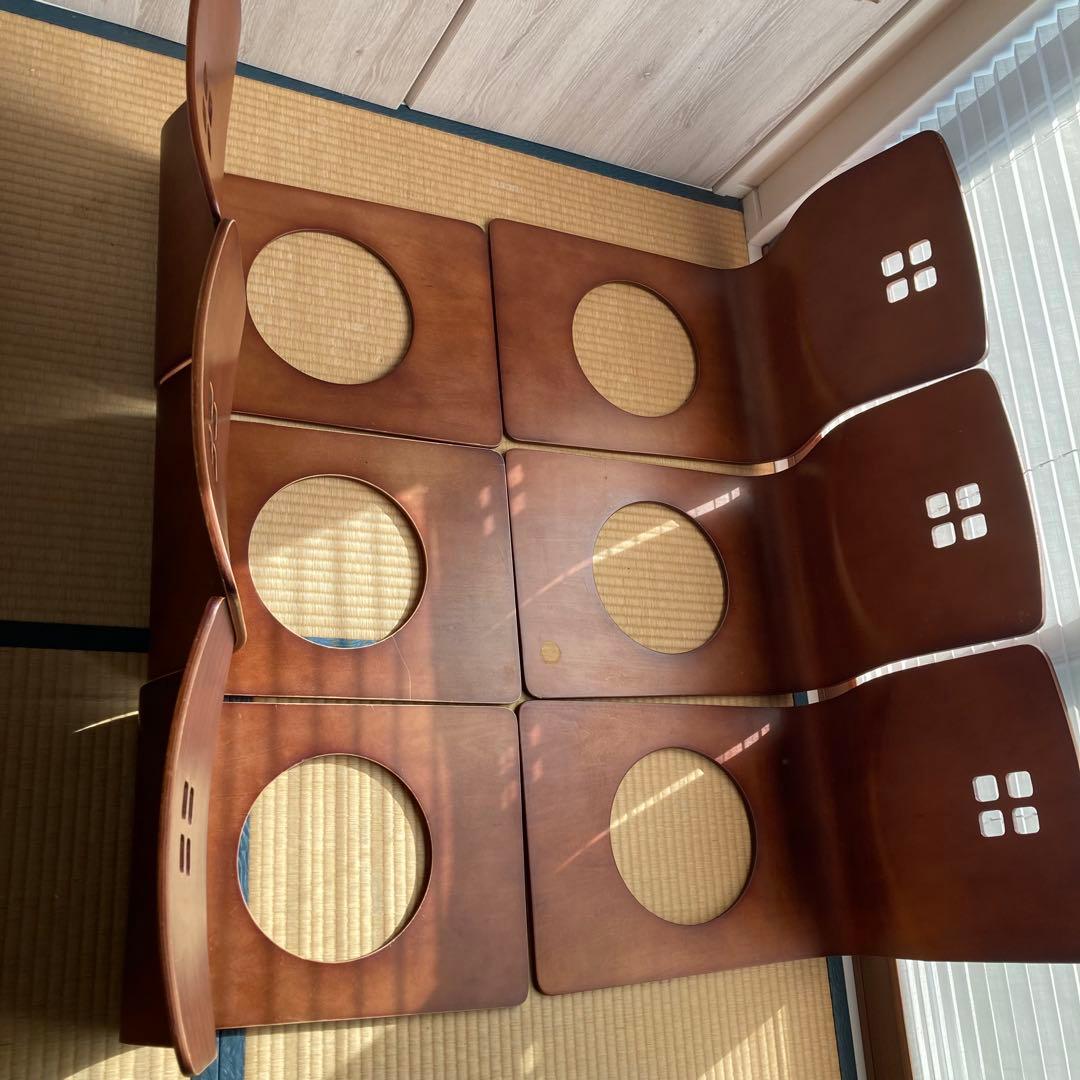 【6脚まとめ売り】 木製座椅子 曲げ座椅子 和座椅子 旅館座椅子　古民家