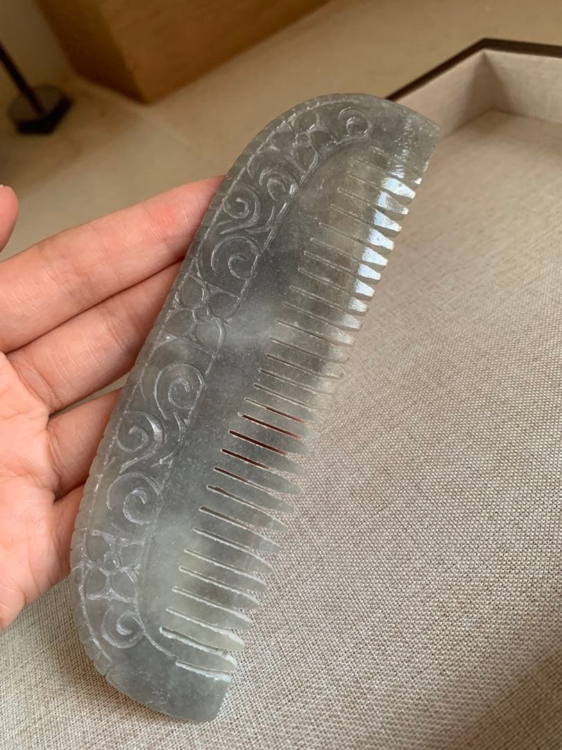 本翡翠 櫛 くし 本物保証 ミャンマー産