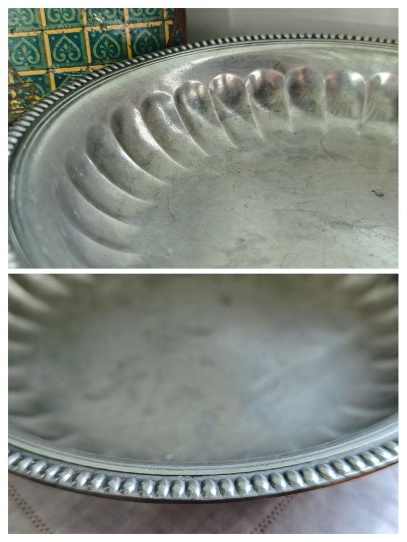 ピューター深皿　フランスヴィンテージ【直径24㎝】