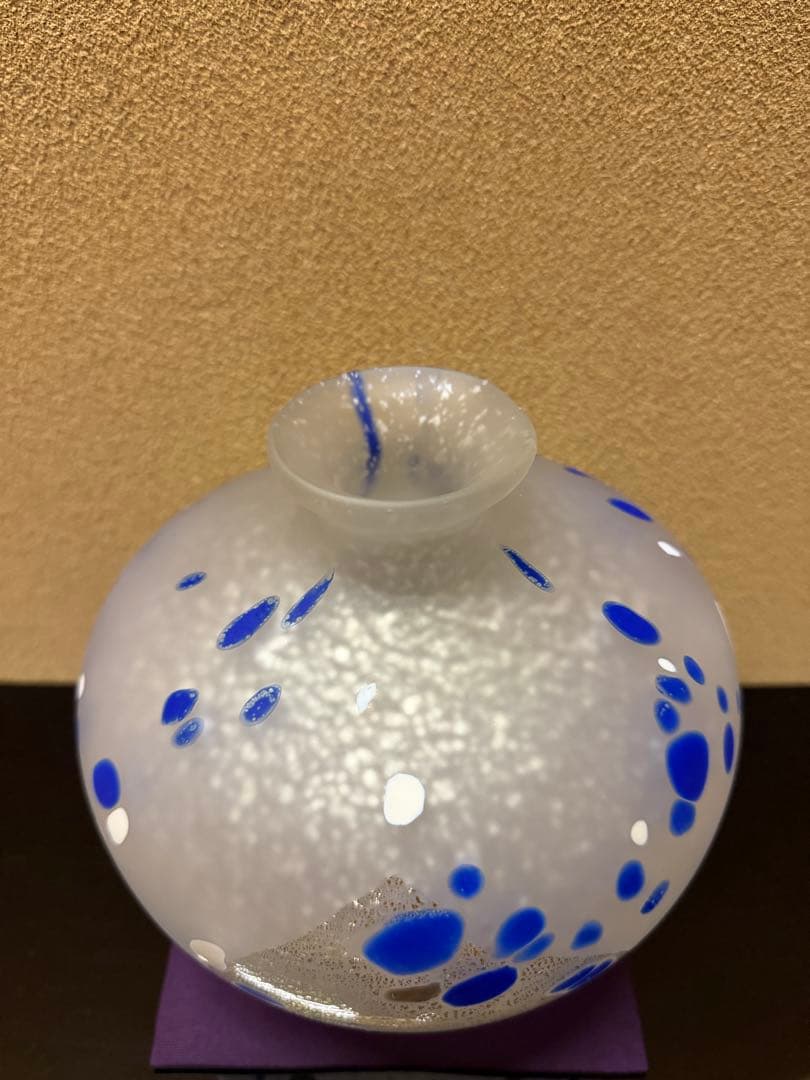 文化勲章　藤田喬平　手吹金彩花瓶　共箱