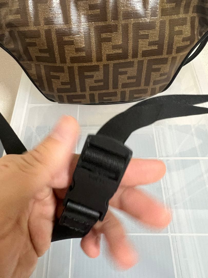 FENDI ズッカ柄 ウエストバッグ コーティングキャンバス レザー