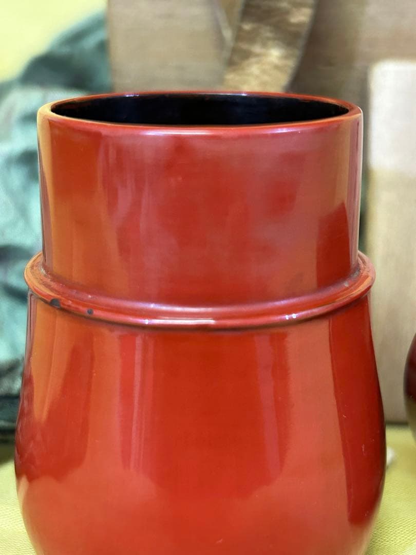 期間限定値下げ　骨董 茶道具 棗 （なつめ ）朱中次