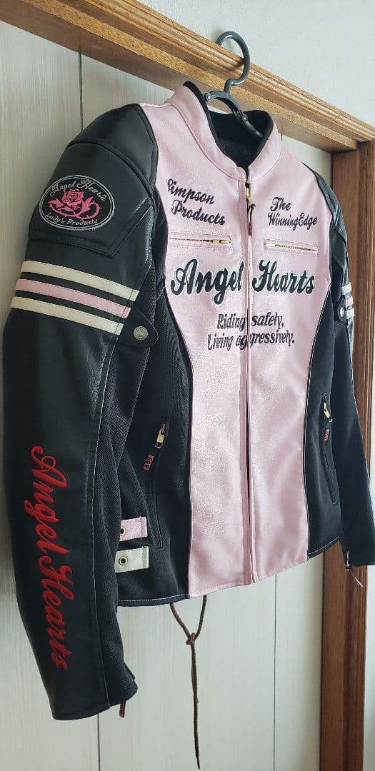 Angel Hearts ライダースジャケット ピンク/ブラック