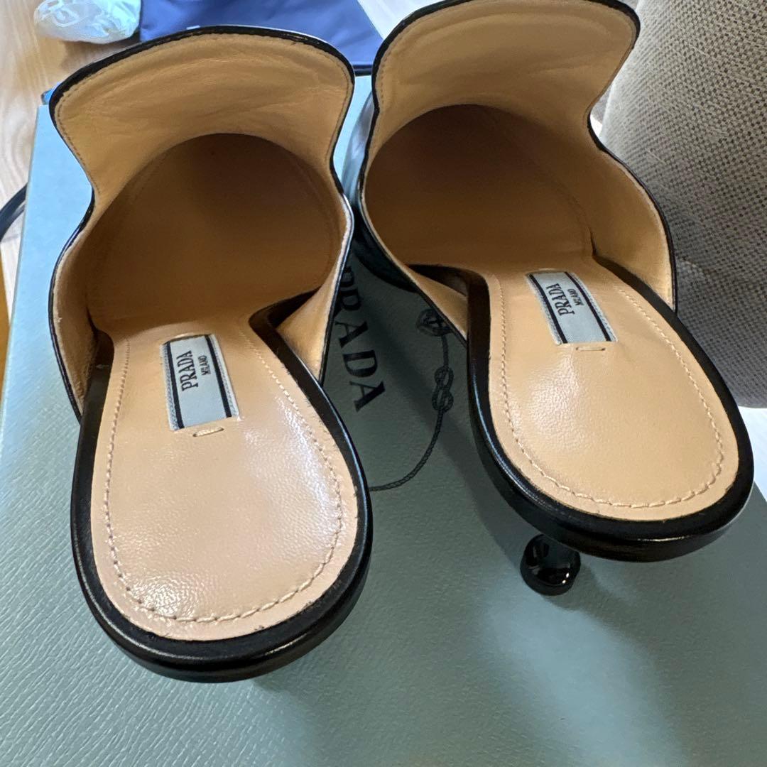 PRADA ロゴ ミュール サンダル38.5黒色 レザー 新品未使用 正規品