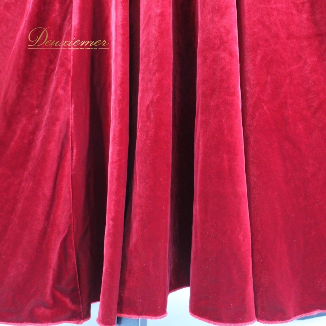 【美品 フラメンコ衣装】レッド 上下セット ツーピース セットアップ 赤 無地