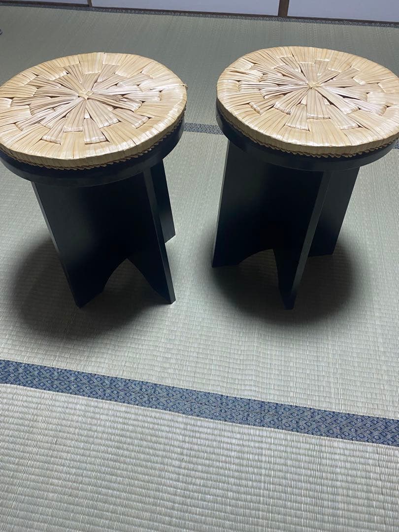 茶道具　立礼　円椅子2脚　組立式 円坐付き