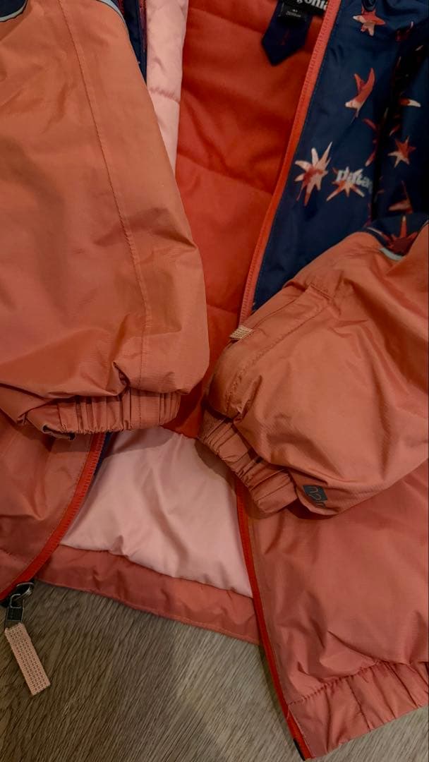 Patagonia 子ども用スノーウェア ネイビー/オレンジ