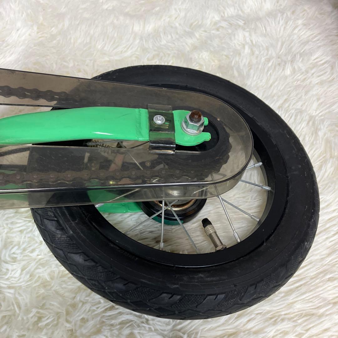 【美品】へんしんバイク2　エメラルドグリーン　12インチ スタンド付き
