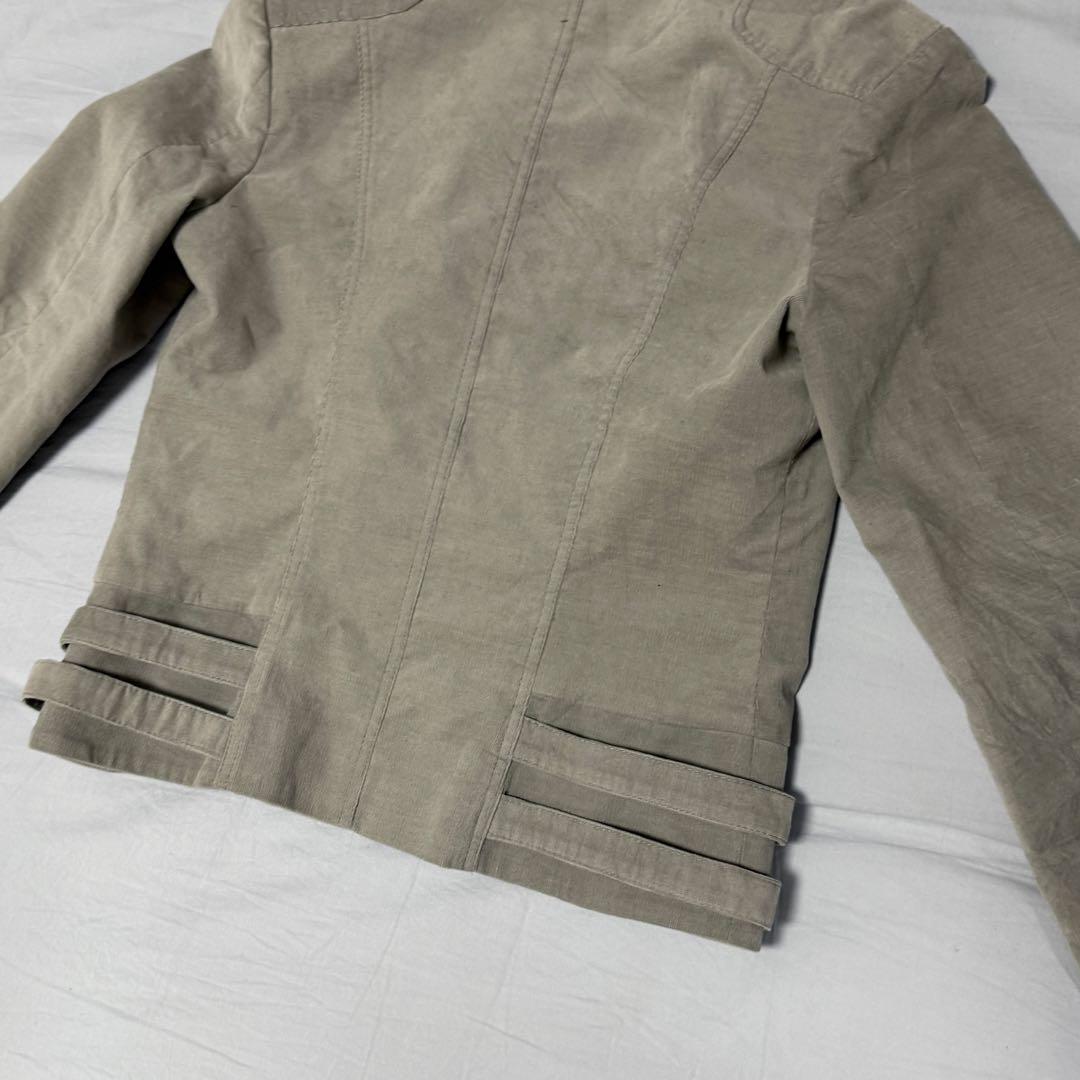 グレー シングルライダースジャケット パンク コーデュロイ