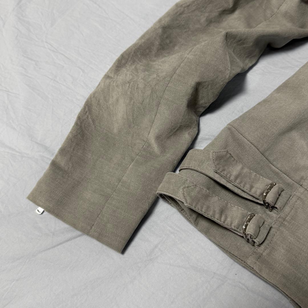 グレー シングルライダースジャケット パンク コーデュロイ