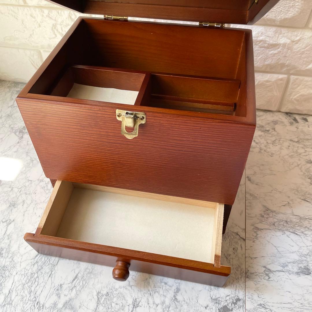 【美品】GWOOD 鏡付き メイクボックス コスメ収納 小物入れ