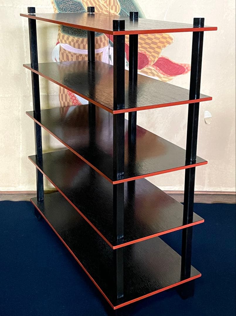 【美品】「母」 水谷棚 配膳棚 五段木製棚 懐石道具 水屋道具 茶道具 （F1）