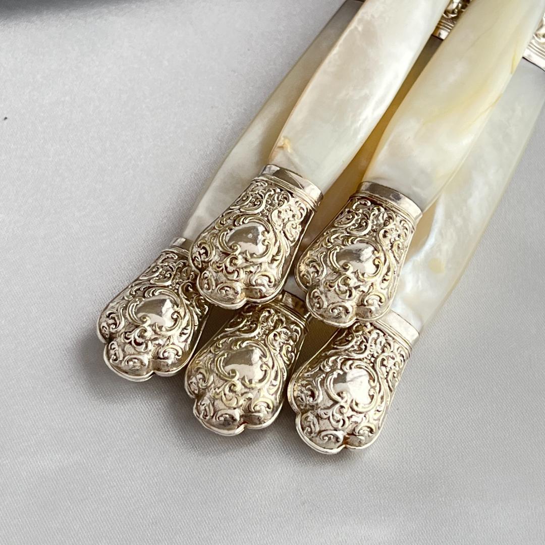 【英国】【白蝶貝】ロココのカトラリーセット ナイフ/フォーク 10本