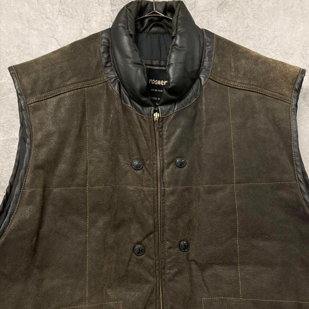 US古着vintage【本革レザー 中綿ベスト】オーバーサイズ メンズ2~3XL