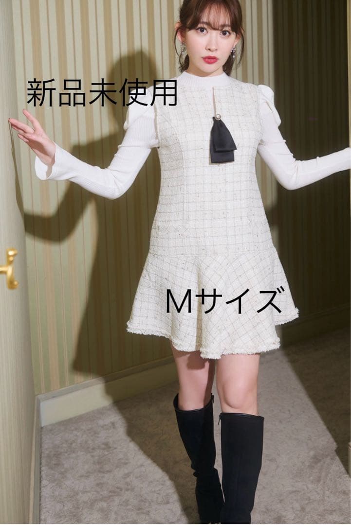 Victoria Tweed Jumper Dress swan Mサイズ