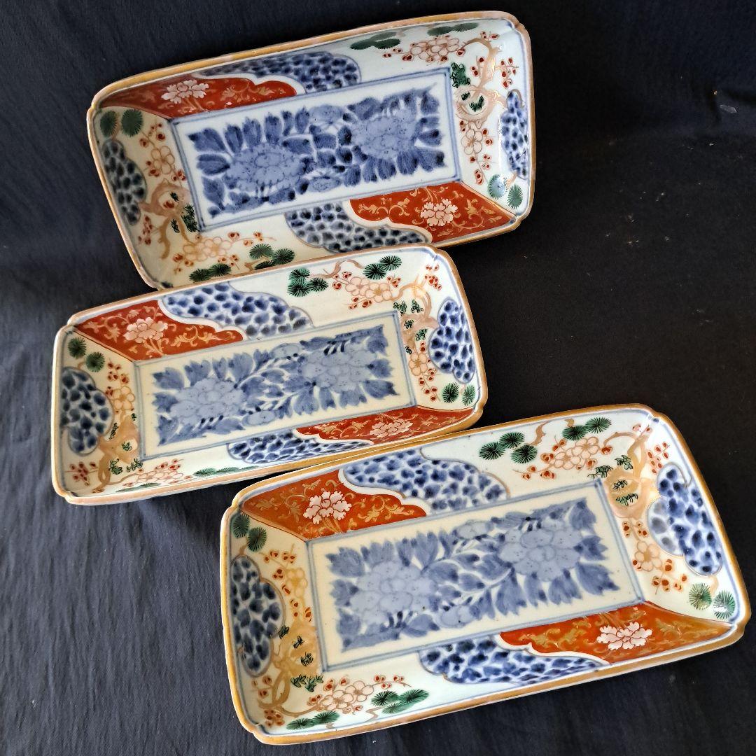 「high level 古伊万里長皿の美！」 色絵皿3客セット 骨董アン