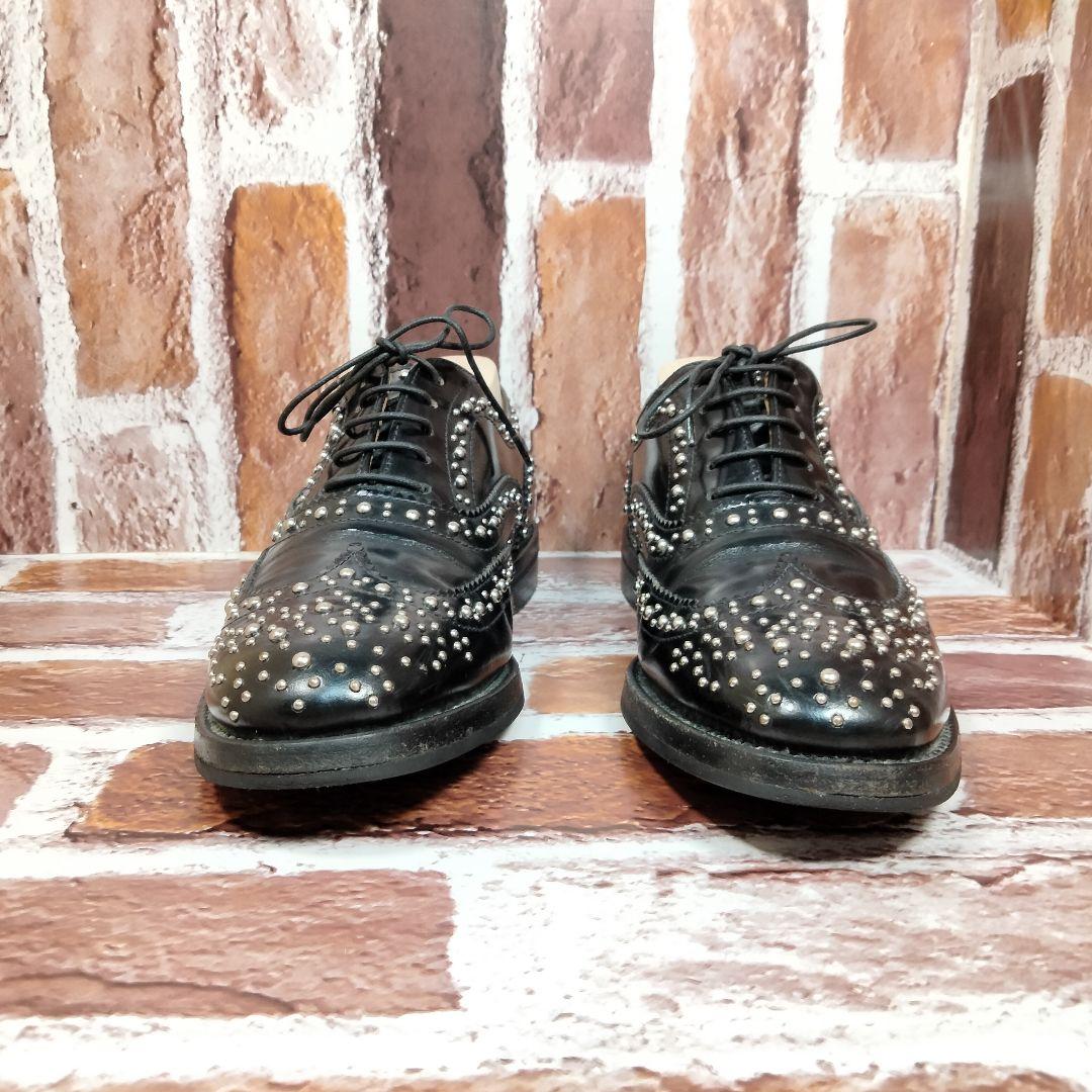 Church’s（36）スタッズ　ウィングチップ ローファー　黒 レザー