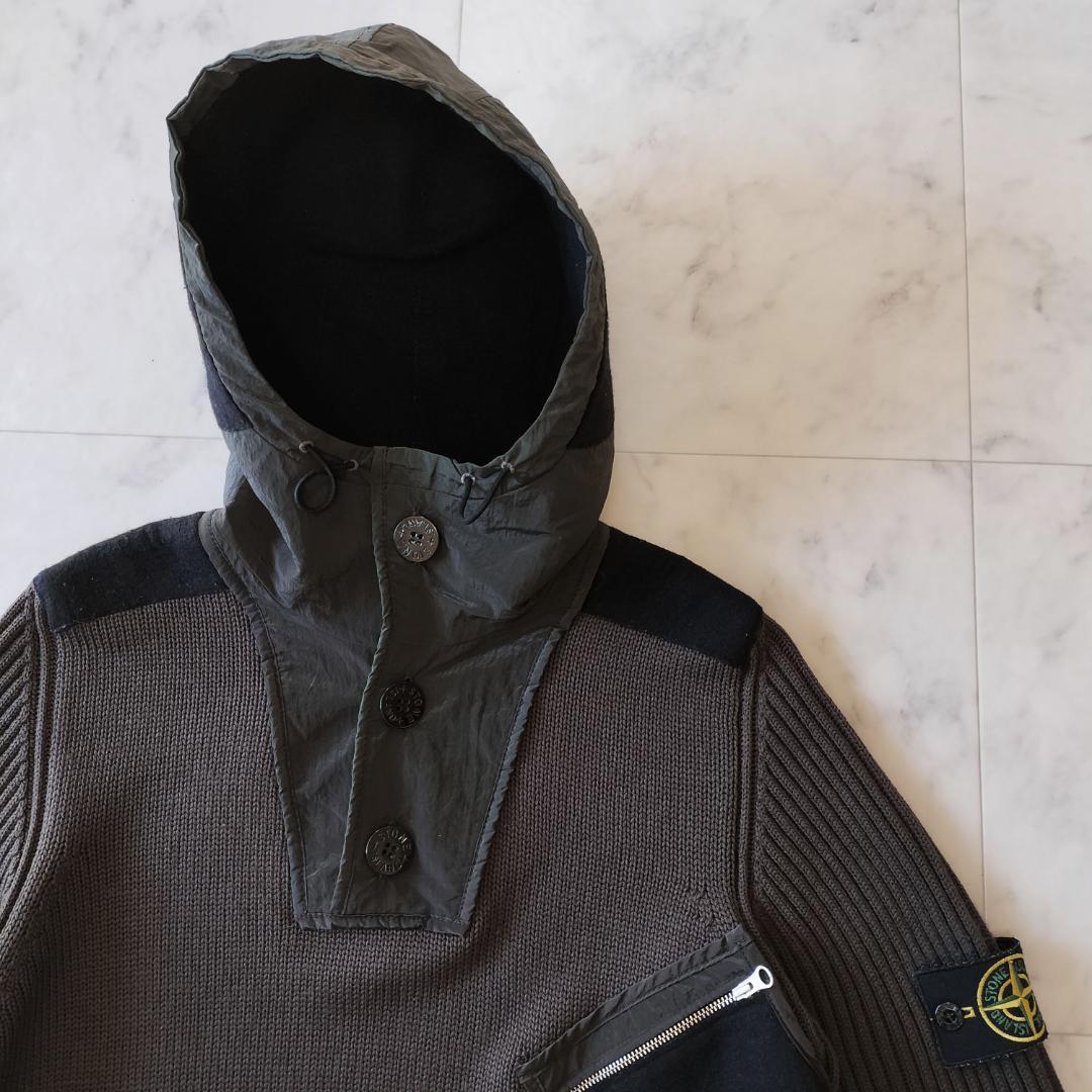 ストーンアイランド 2010AW ウール切替ニットパーカー S イタリア製