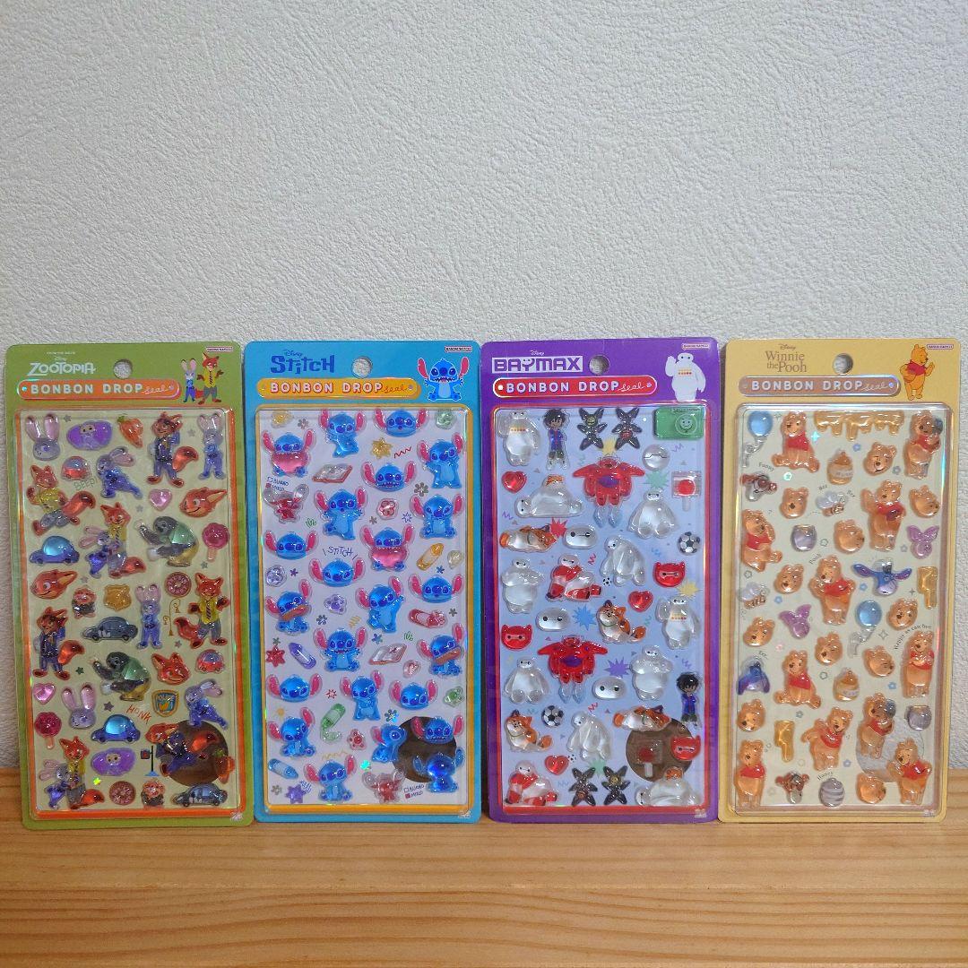 ボンボンドロップシール スティッチ ズートピア プーさん ベイマックス
