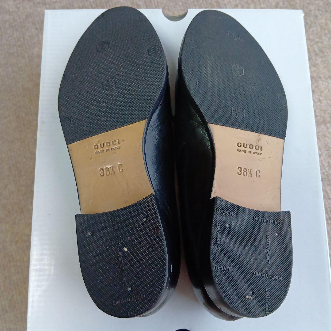 GUCCI ブラックレザー ローファー シルバーホースビット23.5cm