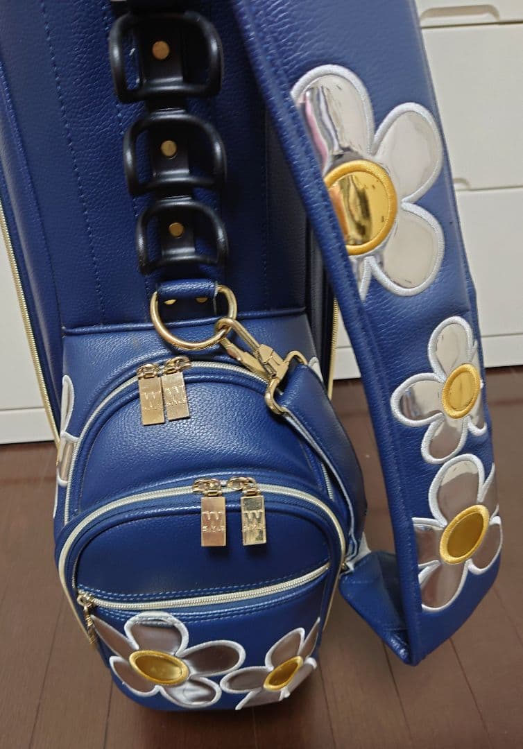★ねねかか★【中古品】ウィンウィン　ネイビー ✕花柄 　キャディバッグ