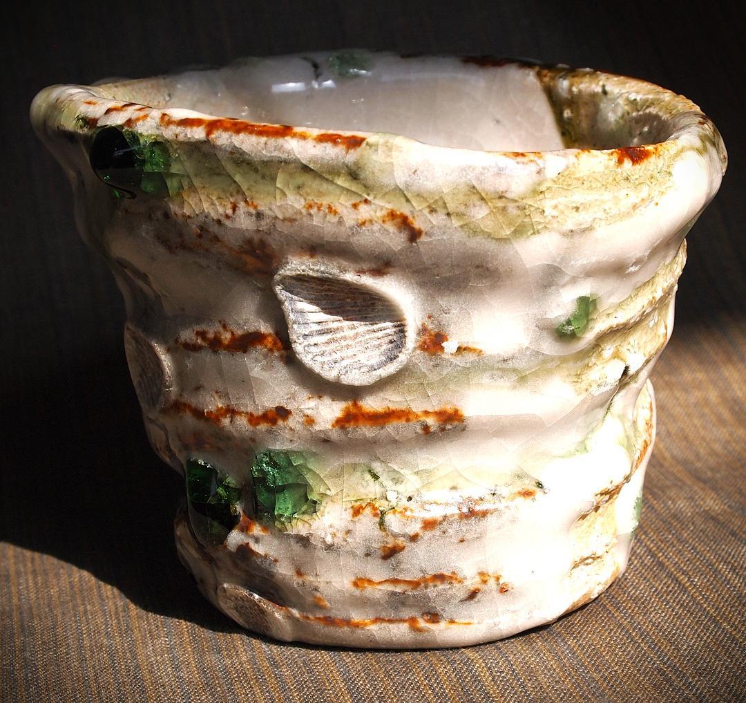 個展作品★村越琢磨【師：梅原武平】志野織部フリーカップＢ★ビードロ