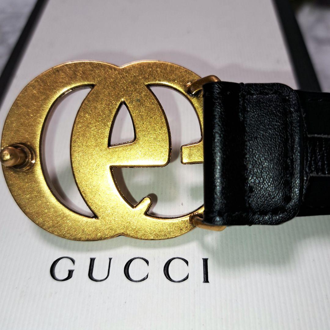 ✨️新品未使用✨️GUCCI グッチ　GGゴールドバックル　レザーベルトブラック