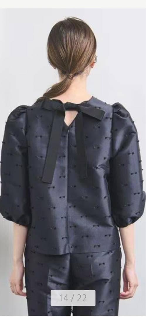 UNITED ARROWS リボン カットジャガード ブラウス