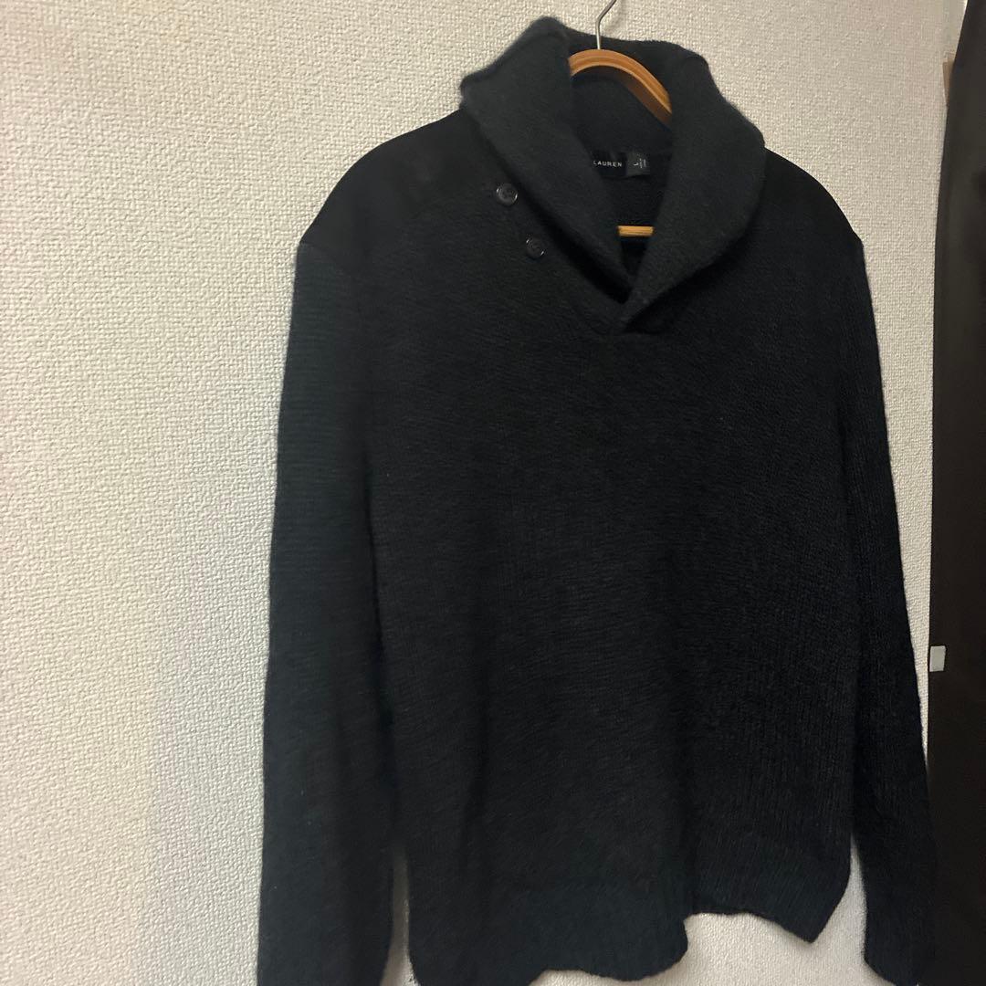 Ralph Lauren ショールカラーエルボーパッチニットカシミヤセーター　Ｌ