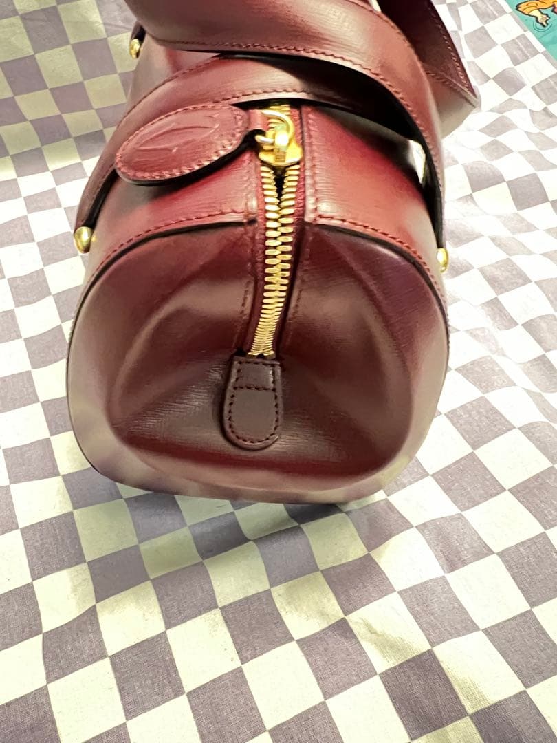 バーガンディ レザー ハンドバッグ　ミニボストン　ボルドー　未使用