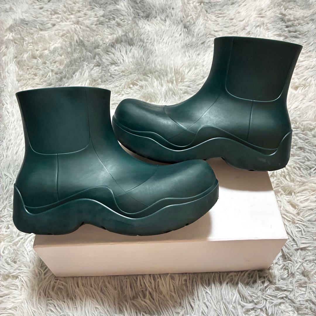 【良品】BOTTEGA VENETA パドルブーツ 38 イタリア製 グリーン