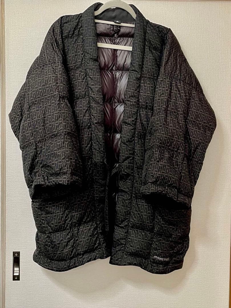 モンベル 半纏 ダウン プリント ハンテン 男女兼用 ダークブラウン XLサイズ