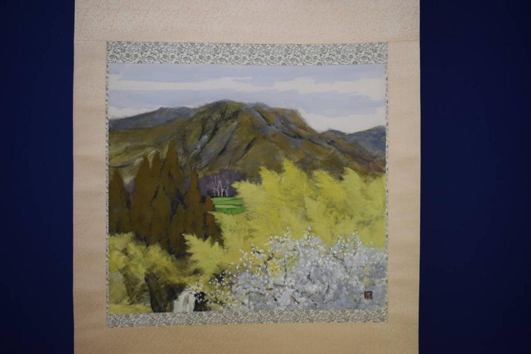 真作/光輪/大和路の早春図/桐共箱二重箱付/布袋屋掛軸HF-408