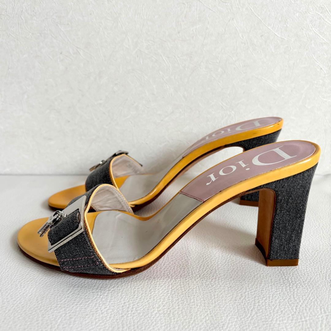 【希少】【クリスチャンディオール】デニム ロック&チャーム ミュール ヒール