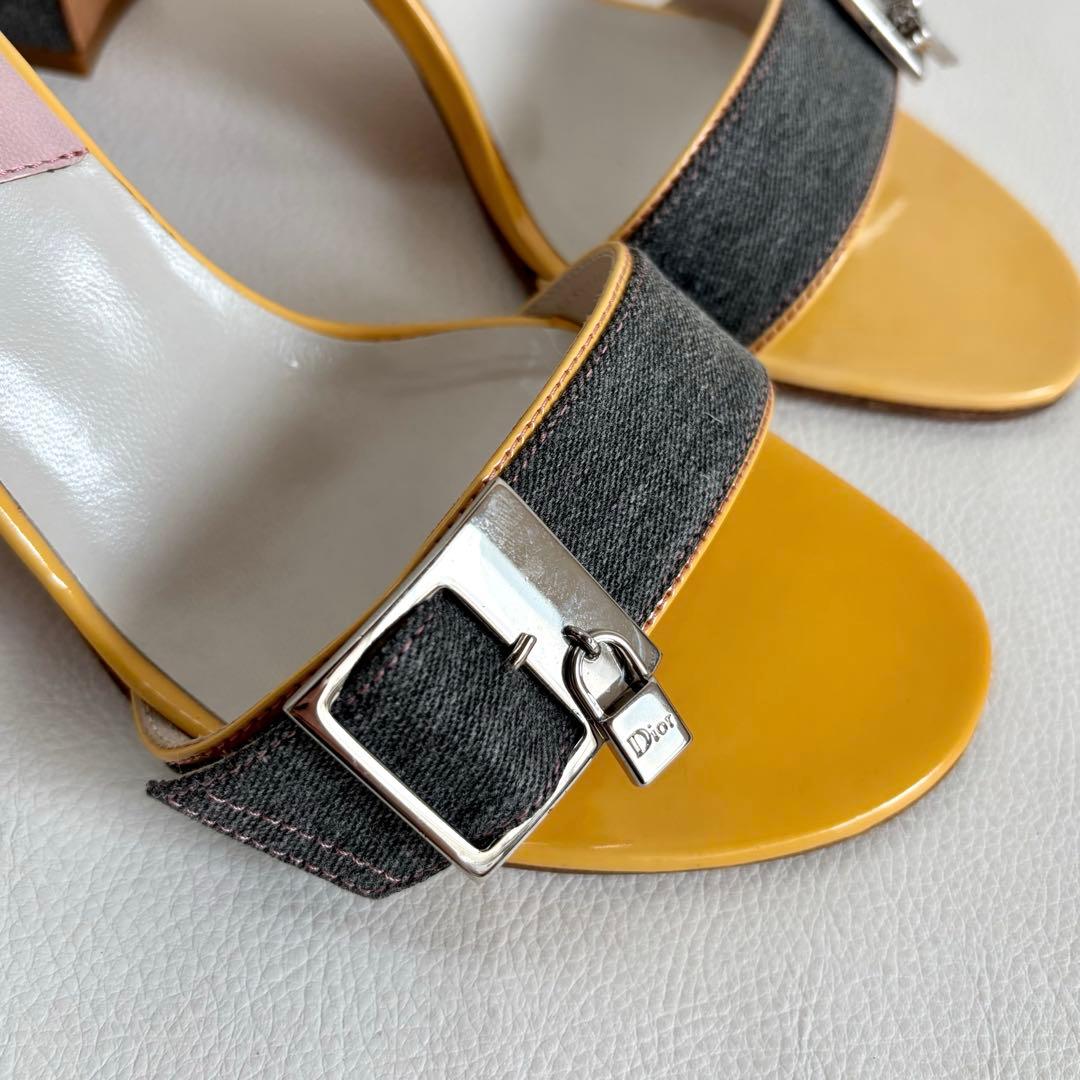 【希少】【クリスチャンディオール】デニム ロック&チャーム ミュール ヒール