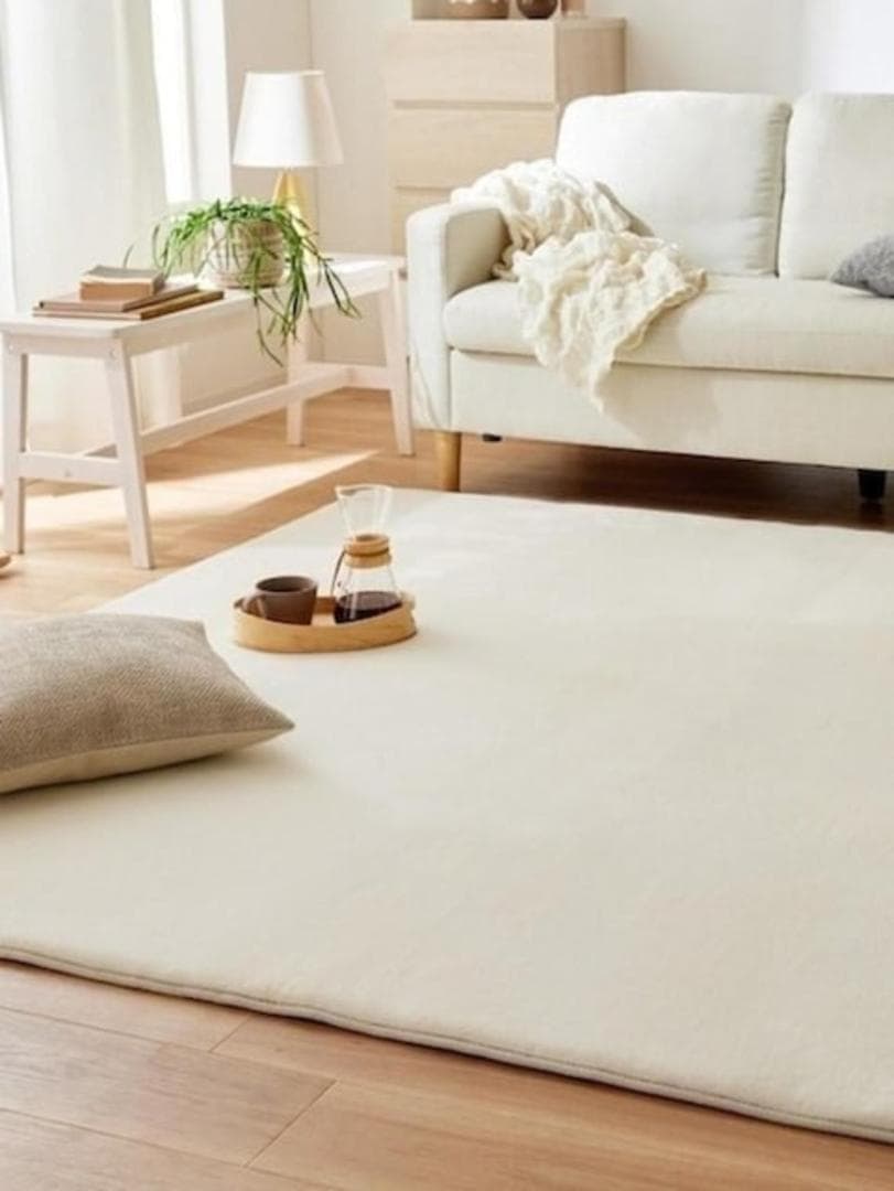 新品☆185×280cm♪白系♪ウレタン入り分厚いボアラグ〇B331