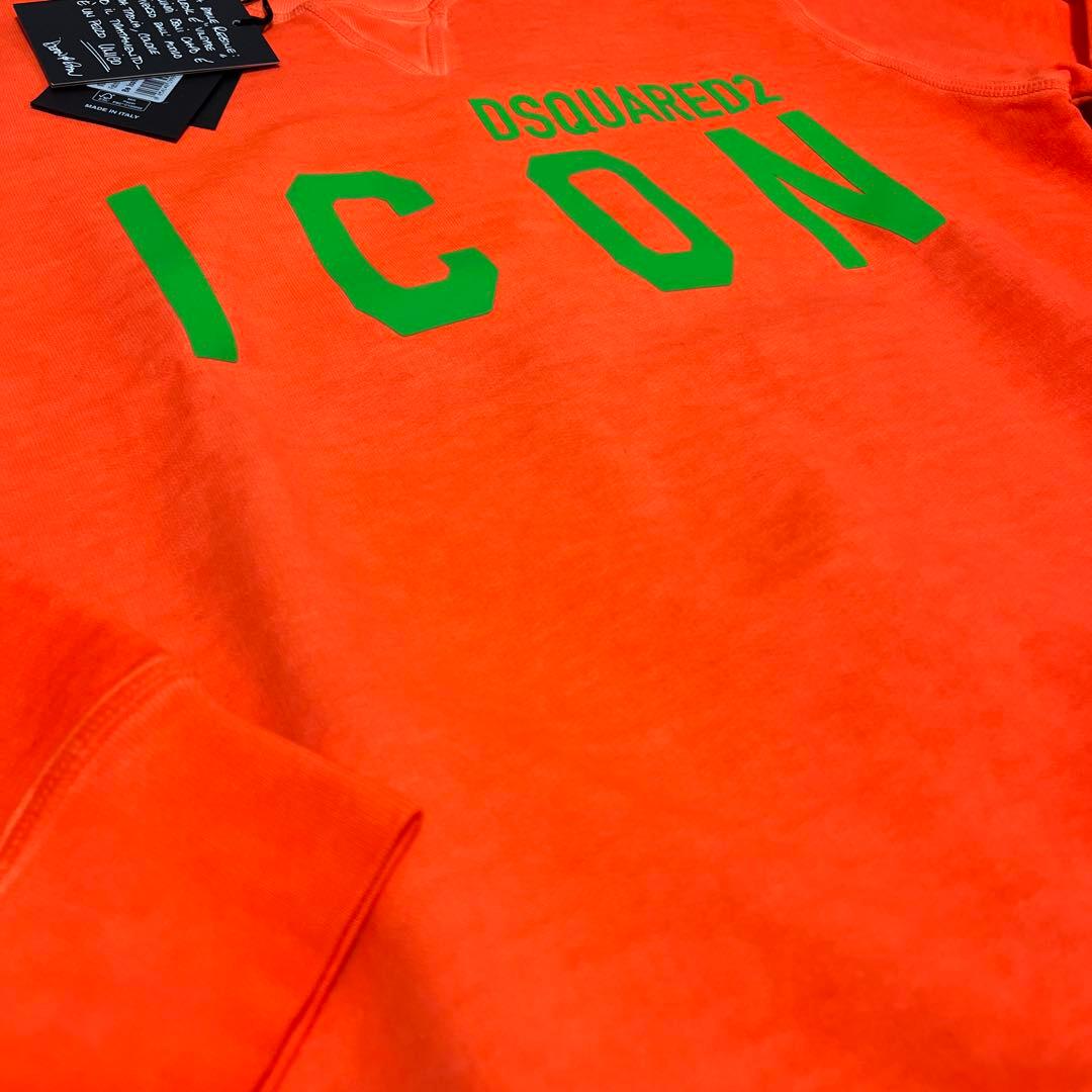 DSQUARED2 ICON ボックスロゴスウェット レアカラー 蛍光オレンジ