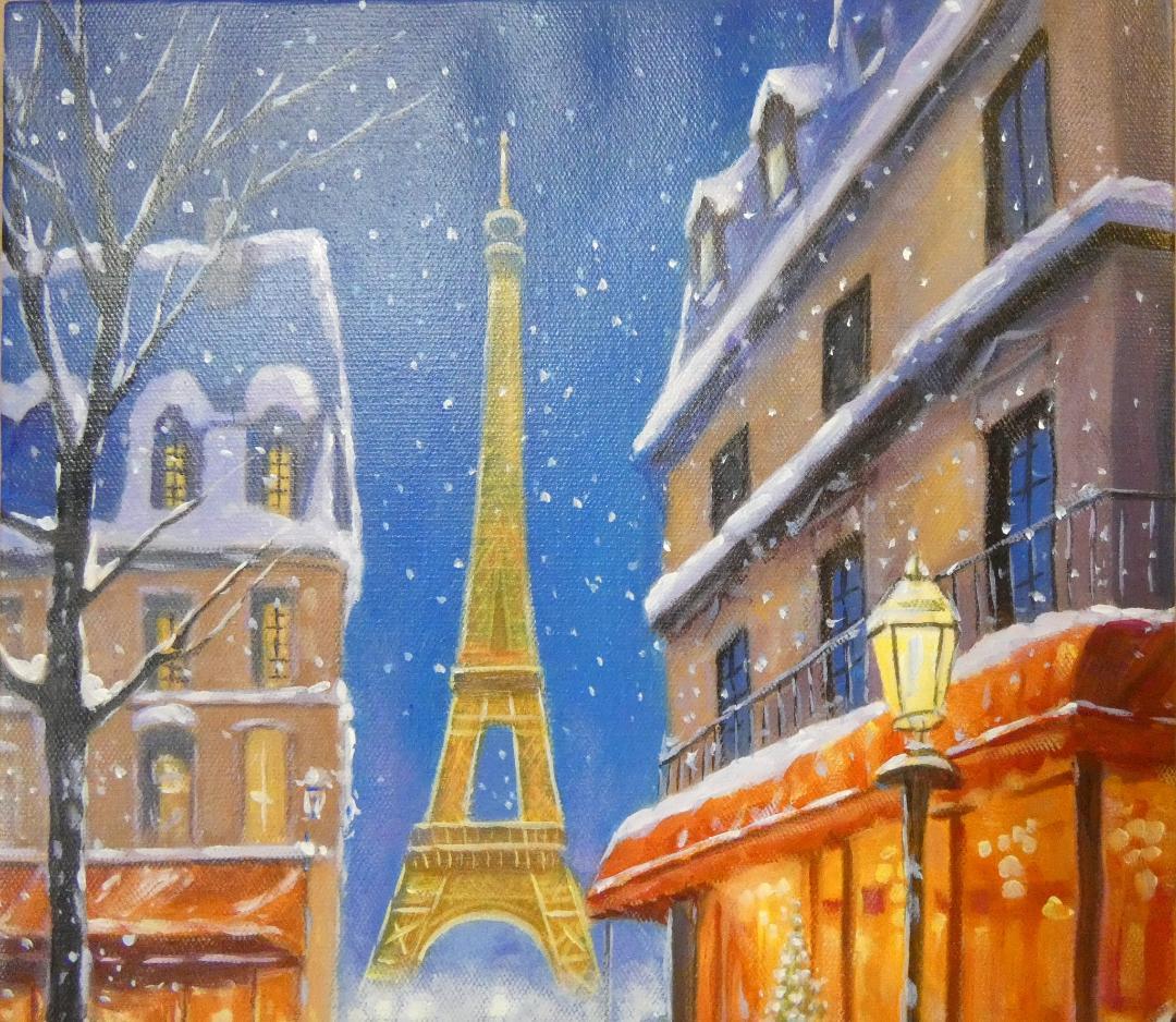 F6 フランス油彩 ミッシェル ドラクロワ 「風景」サイン肉筆手描き　額装済み