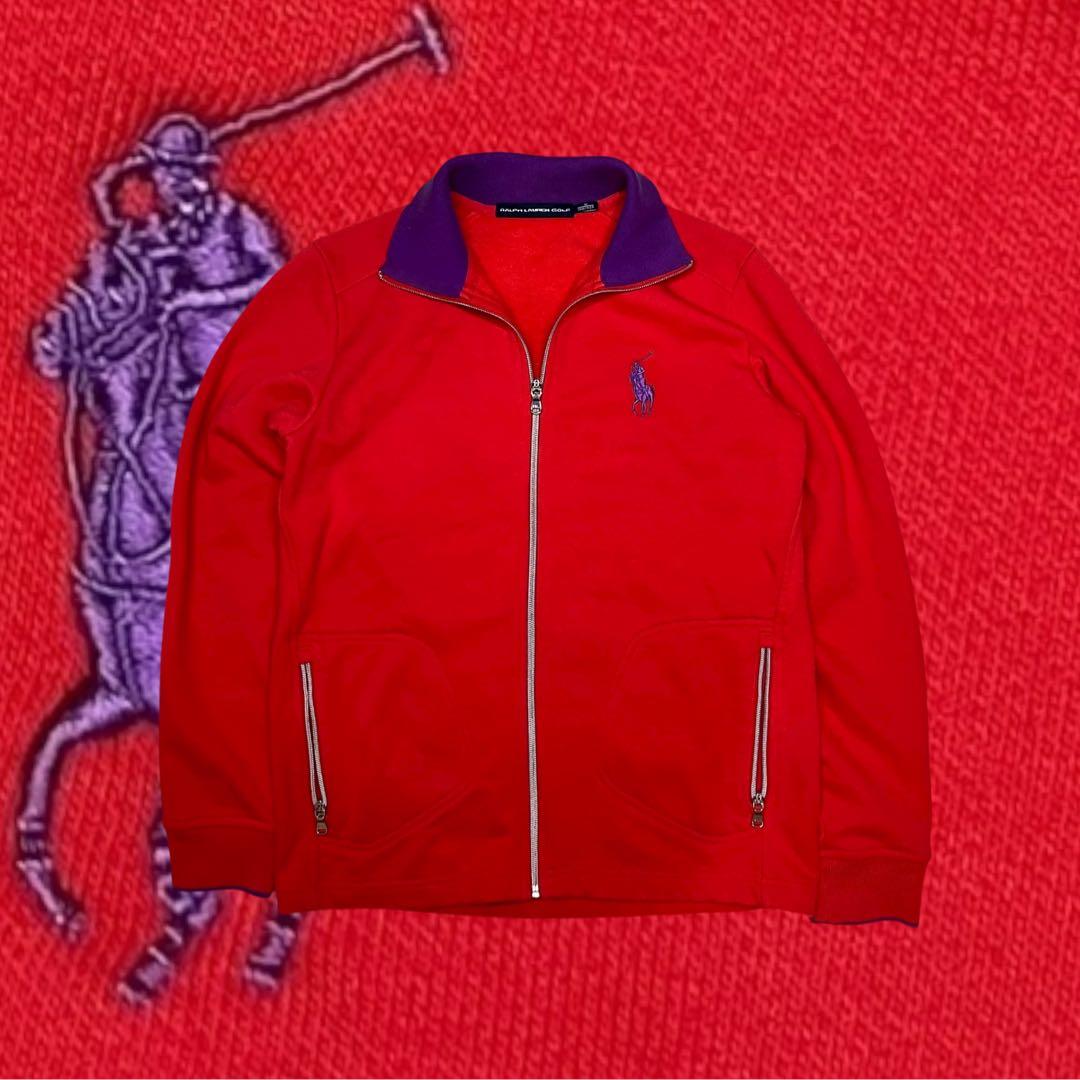 00s 短丈　ラルフローレン　トラックジャケット　ビッグポニー　　M ピンク