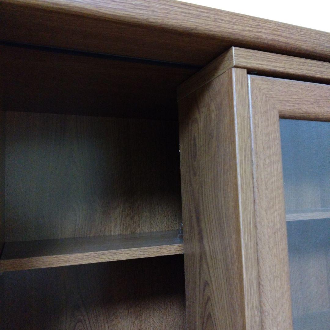 【送料込み】スライド式本棚 ガラス扉付き ブラウン