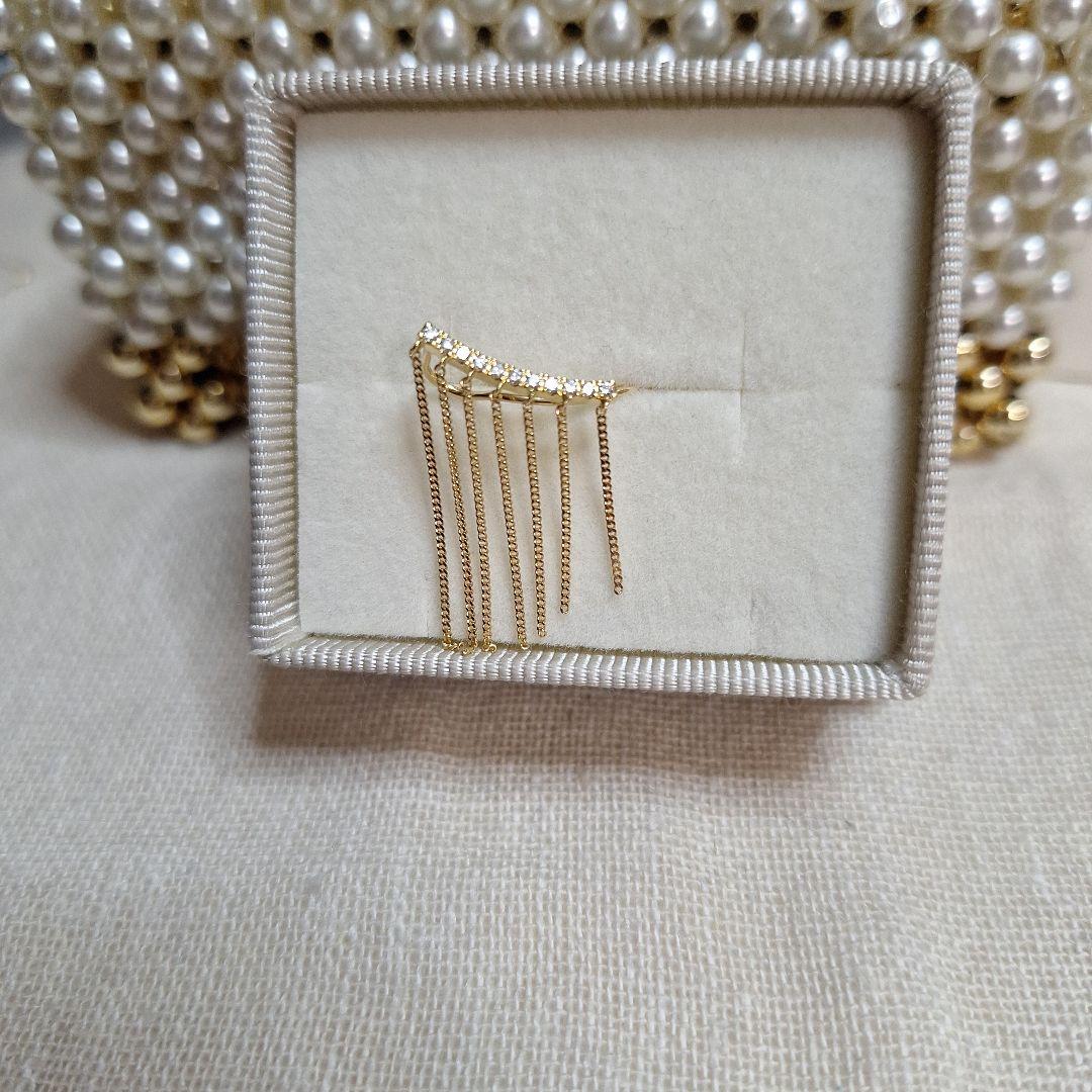 AHKAH K18YG シャンデリアチェーン フリンジ ダイヤ ピアス