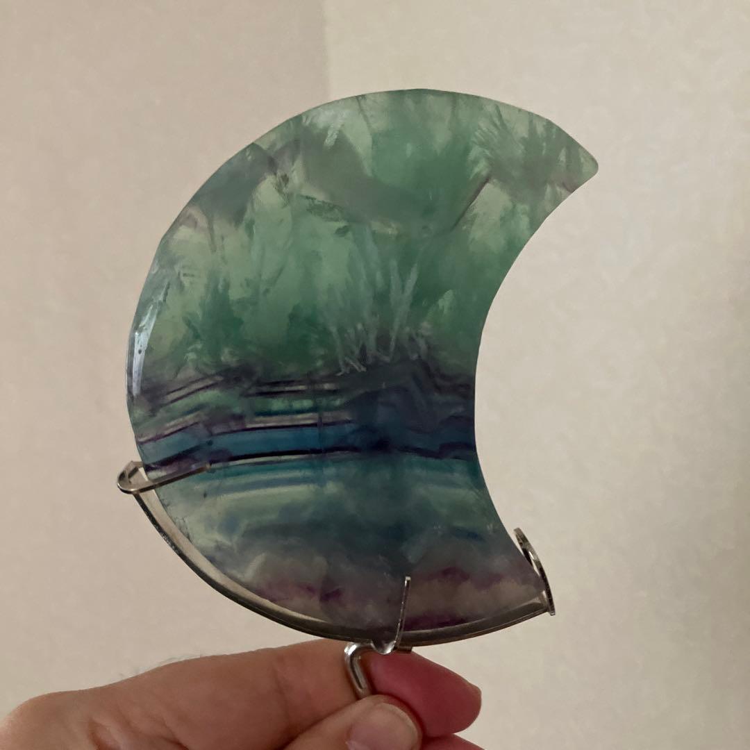 ベティさま専用エンジェルフェザー　トリプルカラーフローライト　月　天然石置物