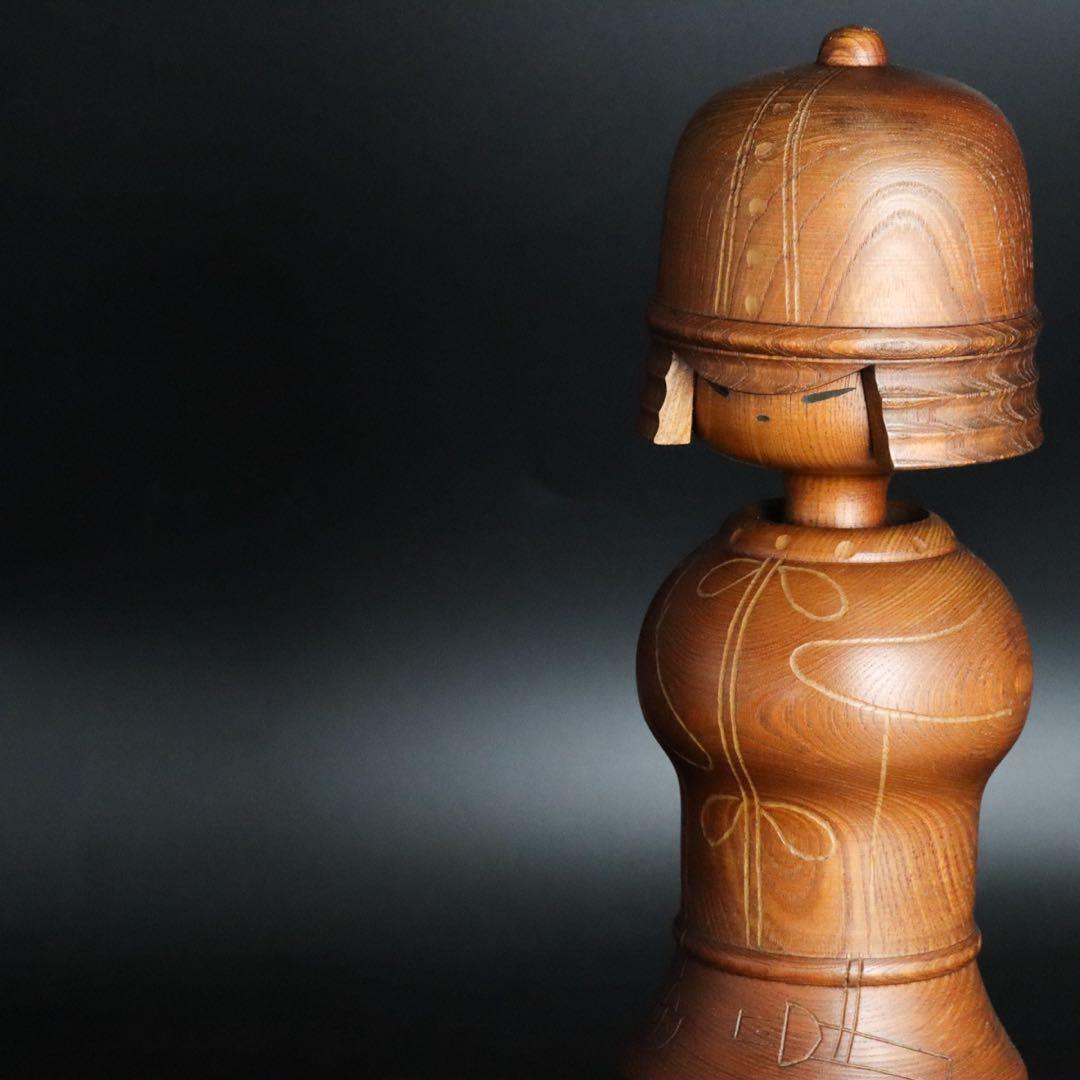 関口三作造「武人」創作コケシ 木札付 郷土玩具 内閣総理大臣賞受賞作家