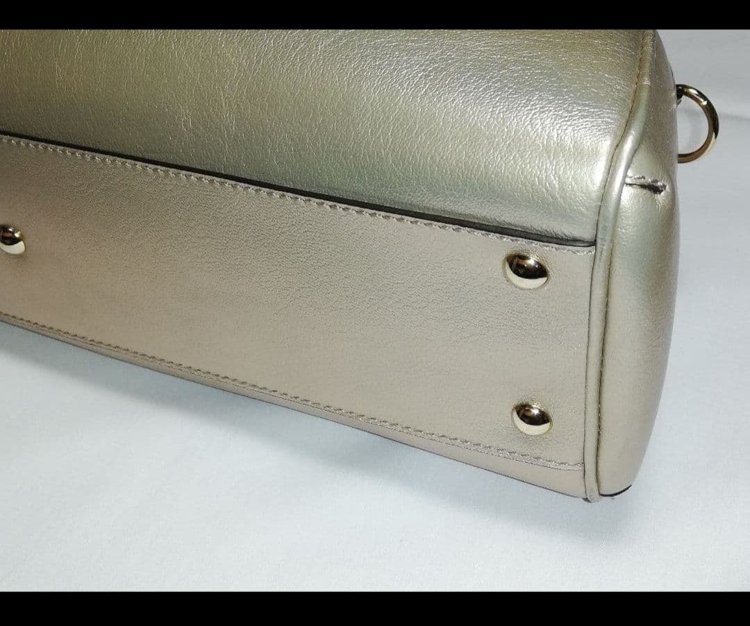 カルティエCartier マルチェロ レザー ハンドバッグ ブロンズ ゴールド