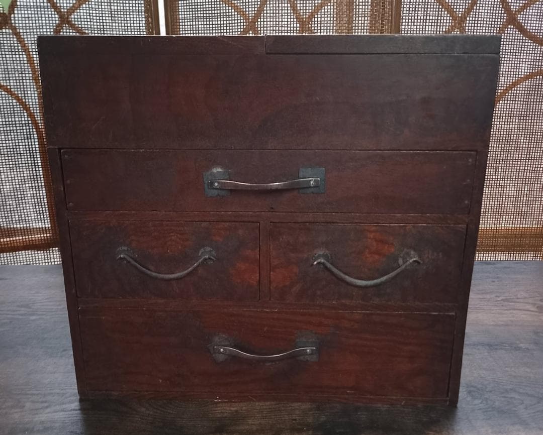 古道具 木製 鏡台用 化粧箱 引き出し付き 小箪笥 昭和レトロ