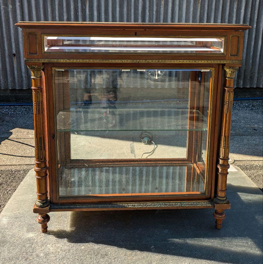 イギリス19世紀　ヴィクトリアンブロンズ飾付ショーケース