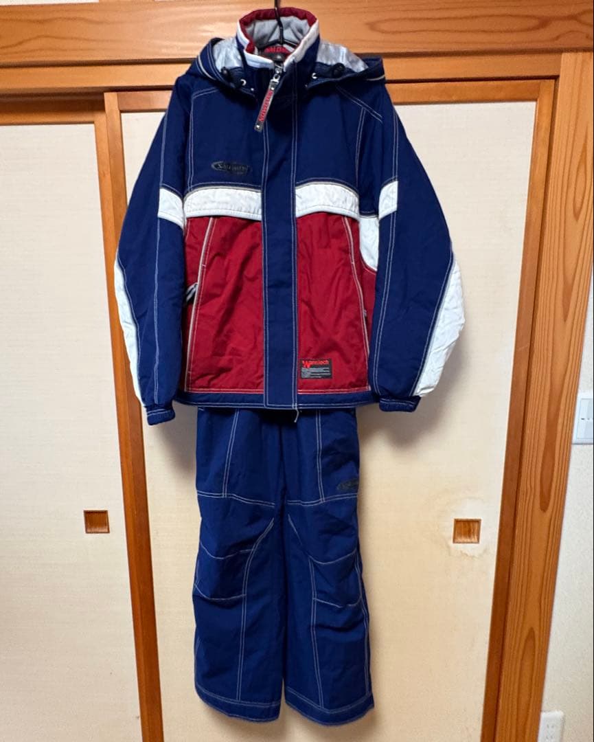 スキーウェア3点セット上下セット ネイビー赤