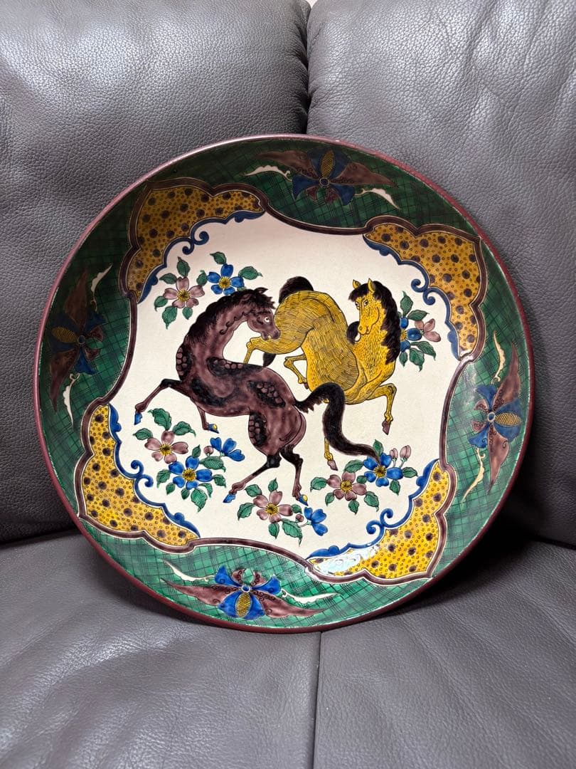 深め　飾皿　馬