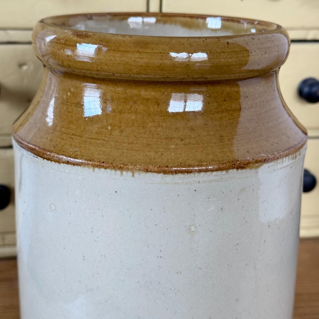 イギリス　アンティーク　陶器　ストーンウェア　ジャー　ボトル　キッチンツール入れ